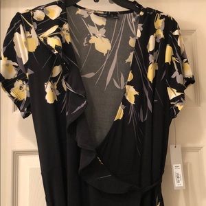 Spring floral wrap dress